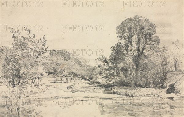 Landscape with Trees Surrounding a Pond. John Constable (British, 1776-1837). Graphite; sheet: 19.5 x 31.1 cm (7 11/16 x 12 1/4 in.).