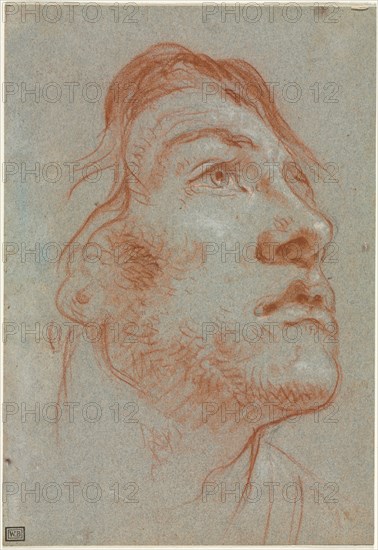 The Head of a Young Man Looking Upwards to the Right, before 1752. Giovanni Battista Tiepolo (Italian, 1696-1770). Red chalk (with stumping) over black chalk, heightened with white chalk; sheet: 22.2 x 15.3 cm (8 3/4 x 6 in.); secondary support: 22.2 x 15.3 cm (8 3/4 x 6 in.).