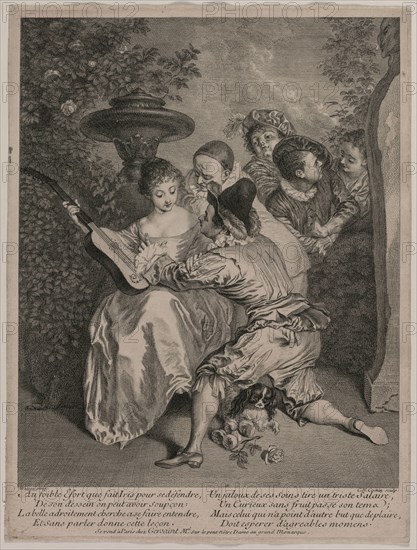 The Romancer, 1727. Charles-Nicolas Cochin (French, 1715-1790), after Jean Antoine Watteau (French, 1684-1721). Engraving