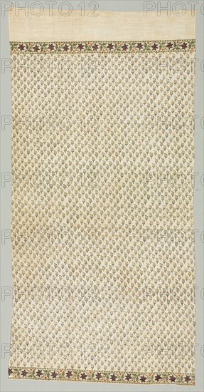 Fragment of a Turban Cloth, 1800. India, Rajasthan, Mughal period, early 19th Century. Block printed and over-printed with gold; cotton; overall: 106.7 x 55.9 cm (42 x 22 in.)