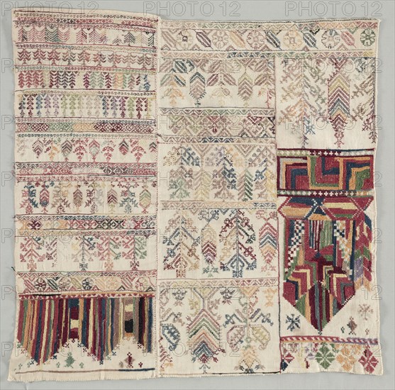Sampler, c 1700s. Morocco, 18th century. Embroidered cotton; overall: 58.4 x 59.1 cm (23 x 23 1/4 in.)