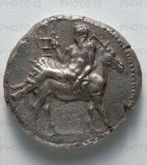 Tetradrachm: Silenus on a Donkey (obverse), 430 BC. Greece, Eritrea, 5th century BC. Silver; diameter: 2.5 cm (1 in.).