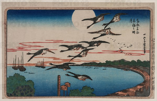 Full Moon over Takanawa, from the series Famous Places in the Eastern Capital, c. 1831. Ando Hiroshige (Japanese, 1797-1858). Color woodblock print; sheet: 23.6 x 36.9 cm (9 5/16 x 14 1/2 in.).