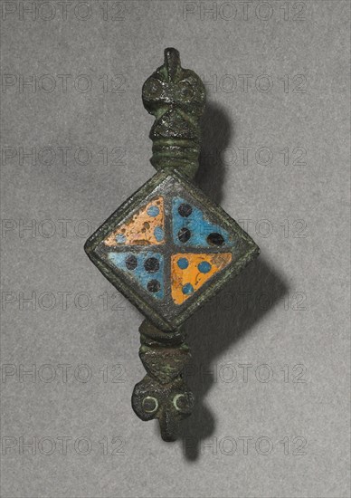 Ornamental Brooch, c.100-300. Gallo-Roman or Romano-British, Migration period, 2nd-3rd century. Bronze and champlevé enamel; overall: 5.1 x 4.8 x 1.6 cm (2 x 1 7/8 x 5/8 in.).