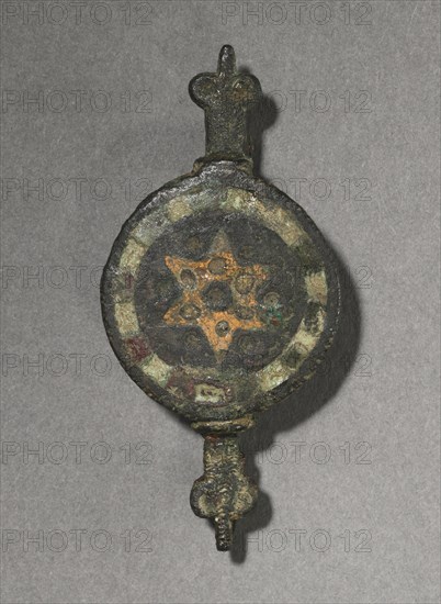 Ornamental Brooch, c.100-300. Gallo-Roman or Romano-British, Migration period, 2nd-3rd century. Bronze and champlevé enamel; overall: 6 x 2.9 x 1.1 cm (2 3/8 x 1 1/8 x 7/16 in.).