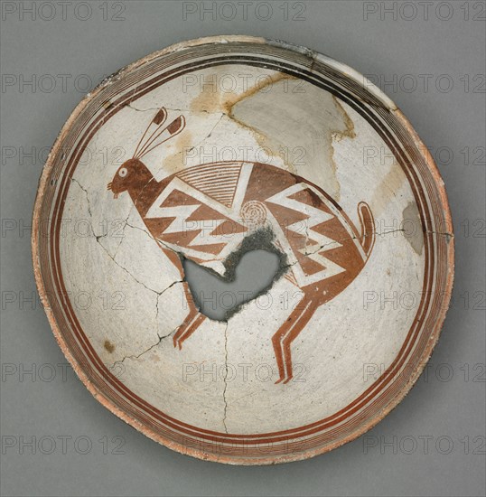Bowl with Rabbit, c. 1000-1150. Southwest, Mogollon, Mimbres, Pre-Contact Period, 11th-12th century. Earthenware; overall: 9.8 x 23.5 cm (3 7/8 x 9 1/4 in.).