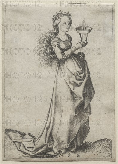 The First Wise Virgin. Martin Schongauer (German, c.1450-1491). Engraving