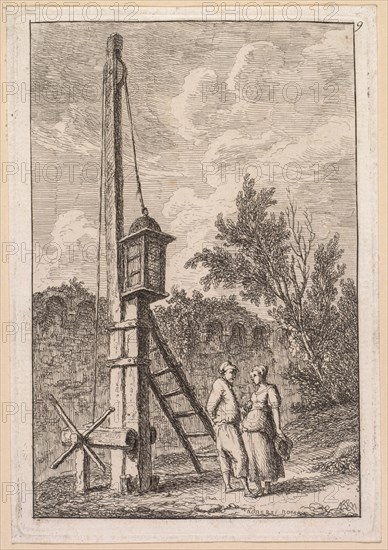 Les Soirées de Rome:  Le Poteau, 1763-1764. Hubert Robert (French, 1733-1808). Etching
