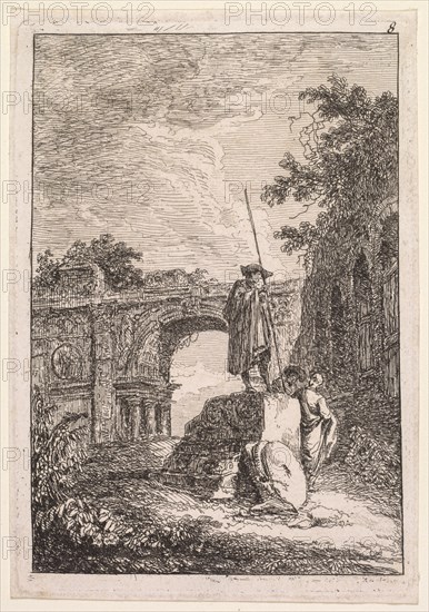 Les Soirées de Rome: L'Arc de triomphe, 1763-1764. Hubert Robert (French, 1733-1808). Etching