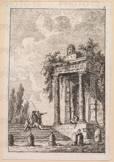 Les Soirées de Rome:  L'Escalier aux quatre bornes, 1763. Hubert Robert (French, 1733-1808). Etching