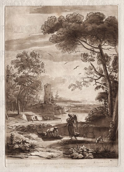 Liber Veritatis:  No. 50, A River Scene with Tobias and the Angel, 1774. Richard Earlom (British, 1743-1822). Etching and mezzotint