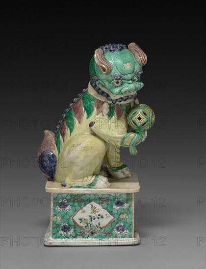 Dog or Qilin, 1662-1722. China, Qing dynasty (1644-1911), Kangxi reign (1661-1722). Porcelain with overglaze enamel decoration; overall: 45.2 cm (17 13/16 in.).