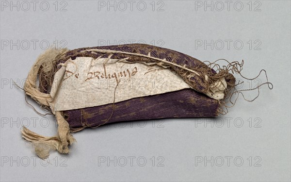 Relic of St. Hernetis, c. 1045. Germany, Lower Saxony?, Romanesque period, 11th century. Bone, compound weave or samite