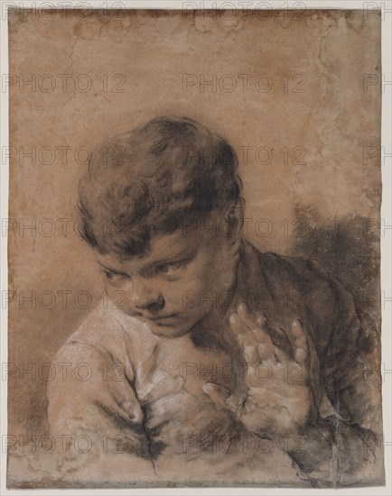 A Portrait of the Artist's Son Giacomo, c. 1735. Giovanni Battista Piazzetta (Italian, 1682-1754). Black chalk heightened with white chalk, with stumping; sheet: 40.4 x 31.8 cm (15 7/8 x 12 1/2 in.).