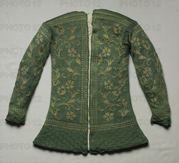 Knitted Hunting Jacket, 17th century. Italy, 17th century. Knitted silk with gold thread; overall: 67.5 x 121.5 cm (26 9/16 x 47 13/16 in.)
