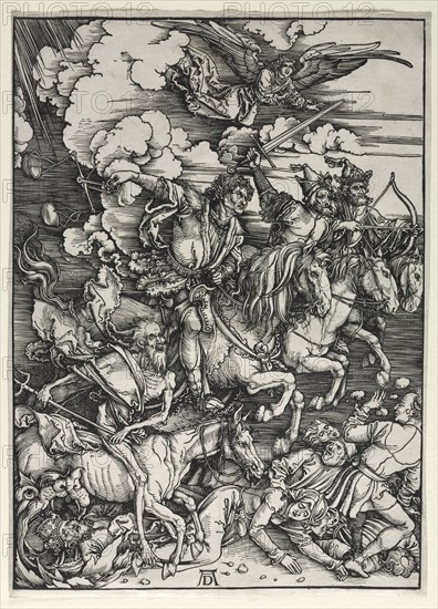 The Four Horsemen, from The Apocalypse, c. 1498. Albrecht Dürer (German, 1471-1528). Woodcut; sheet: 40 x 28.8 cm (15 3/4 x 11 5/16 in.)