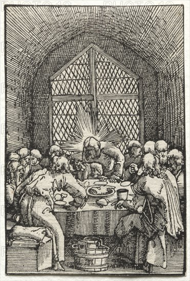 The Fall and Redemption of Man:  The Last Supper, c. 1515. Albrecht Altdorfer (German, c. 1480-1538). Woodcut