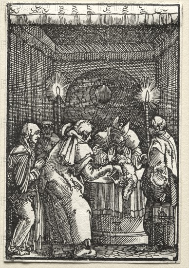 The Fall and Redemption of Man:  Joachim's Offering Rejected by the High Priest, c. 1515. Albrecht Altdorfer (German, c. 1480-1538). Woodcut