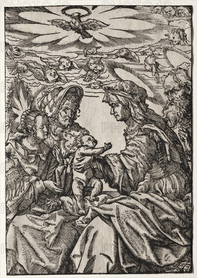 The Holy Family with St. Anne and Joachim, 1512. Hans Burgkmair (German, 1473-1531). Woodcut