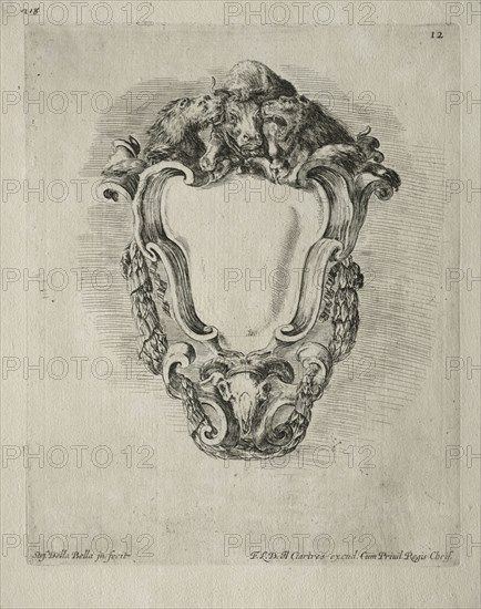 Collection of Various Caprices and New Designs of Cartouches and Ornaments:  No 12. Stefano Della Bella (Italian, 1610-1664). Etching