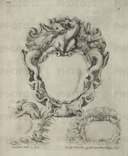 Collection of Various Caprices and New Designs of Cartouches and Ornaments:  No. 9. Stefano Della Bella (Italian, 1610-1664). Etching