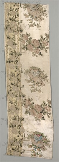 Length of Brocaded Satin, c. 1780. Philippe de Lasalle (French, 1723-1805). Satin, brocaded; silk with areas of chenille; overall: 182.9 x 54.6 cm (72 x 21 1/2 in.).