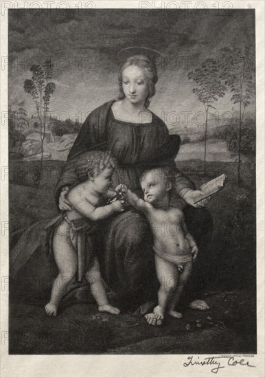 Old Italian Masters:  The Madonna of the Goldfinch, 1888-1892. Timothy Cole (American, 1852-1931). Wood engraving
