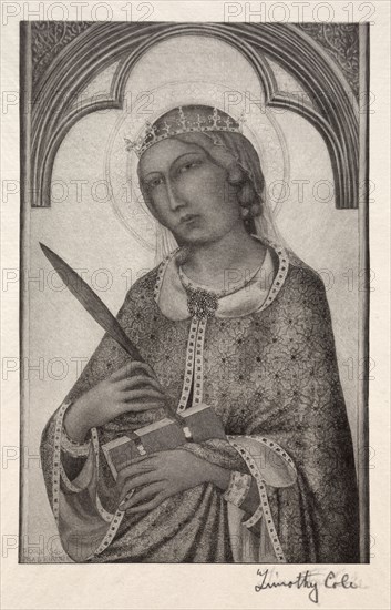Old Italian Masters:  St. Catherine of Alexandria, 1888-1892. Timothy Cole (American, 1852-1931). Wood engraving