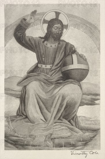 Old Italian Masters:  Christ Enthroned, 1888-1892. Timothy Cole (American, 1852-1931). Wood engraving