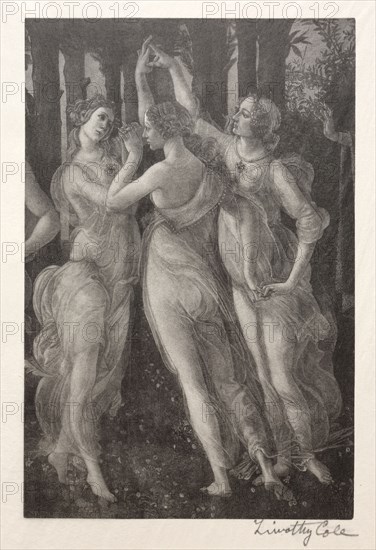 Old Italian Masters:  The Three Graces, 1888-1892. Timothy Cole (American, 1852-1931). Wood engraving