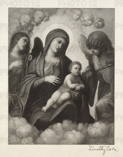 Old Italian Masters:  Madonna and Child in Glory, 1891. Timothy Cole (American, 1852-1931). Wood engraving