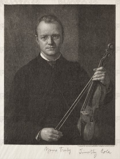 Old Italian Masters:  Portrait of Timothy Cole (Man with Violin), 1892. Timothy Cole (American, 1852-1931). Wood engraving