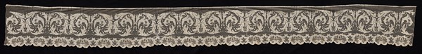 Border with Birds and Floral Motifs, 19th century. Italy, Sardinia, 19th century. Needle lace, filet/lacis (knotted ground and darned in one direction); bleached linen (est.); overall: 27.9 x 316.2 cm (11 x 124 1/2 in.)