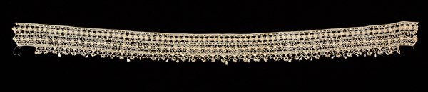 Knotted Lace Collar, 17th century. Italy, 17th century. Lace, knotting; average: 5.7 x 77.5 cm (2 1/4 x 30 1/2 in.)