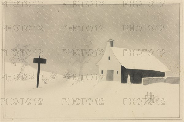Snow Storm in Vermont. Mary Altha Nims (American, 1817-1907). Pencil;