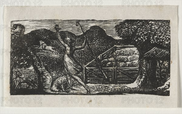 The Pastorals of Virgil, Eclogue I:  The Shepherd chases away a wolf, 1821. William Blake (British, 1757-1827). Wood engravings; image: 3.5 x 7.4 cm (1 3/8 x 2 15/16 in.)