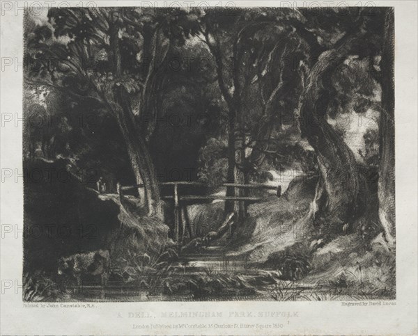 Various Subjects of Landscape, Characteristic of English Scenery from Pictures Painted by John Constable, R.A.:  Dell in the Woods of Helmingham Park, Suffolk, 1830. David Lucas (British, 1802-1881), after John Constable (British, 1776-1837). Mezzotint