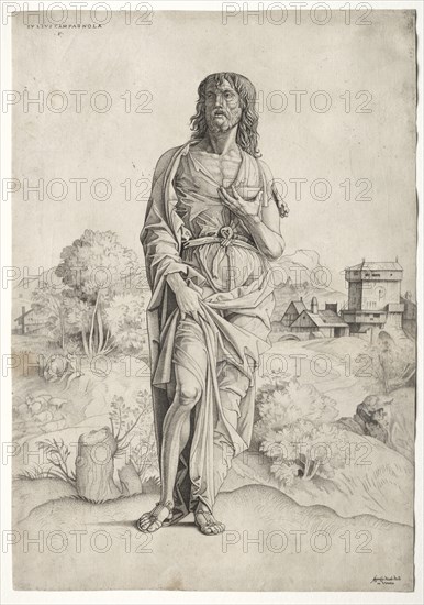 St. John the Baptist, c. 1505. Giulio Campagnola (Italian, 1482-1515). Engraving