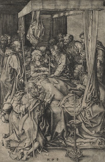 The Death of the Virgin. Martin Schongauer (German, c.1450-1491). Engraving