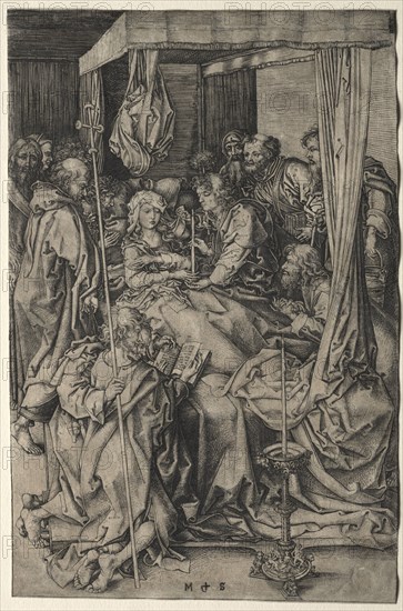 The Death of the Virgin. Martin Schongauer (German, c.1450-1491). Engraving