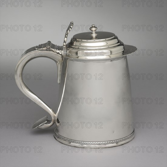 Tankard, c. 1710. Samuel Vernon (American, 1683-1737). Silver; with handle: 20.7 x 21.8 cm (8 1/8 x 8 9/16 in.).