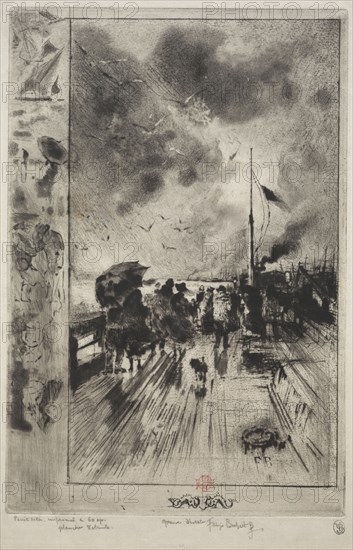 A Pier in England, 1879. Félix Hilaire Buhot (French, 1847-1898). Drypoint, roulette and aquatint; sheet: 35.7 x 25.8 cm (14 1/16 x 10 3/16 in.); platemark: 30.1 x 20.2 cm (11 7/8 x 7 15/16 in.).