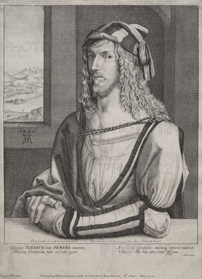 Portrait of Albrecht Dürer, at the age of 26, 1645. Wenceslaus Hollar (Bohemian, 1607-1677). Etching