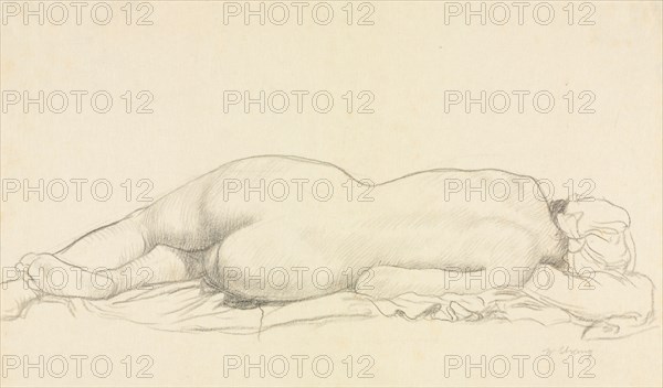 Reclining Nude. William Strang (British, 1859-1921). Graphite; sheet: 28.1 x 40 cm (11 1/16 x 15 3/4 in.); image: 11.2 x 40 cm (4 7/16 x 15 3/4 in.).