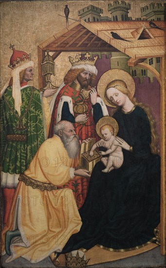 Adoration of the Magi, early 1440s. Konrad Laib (German). Oil on panel; image: 98 x 61.6 cm (38 9/16 x 24 1/4 in.); framed: 111 x 75 x 7.5 cm (43 11/16 x 29 1/2 x 2 15/16 in.); unframed: 100.2 x 64 cm (39 7/16 x 25 3/16 in.).