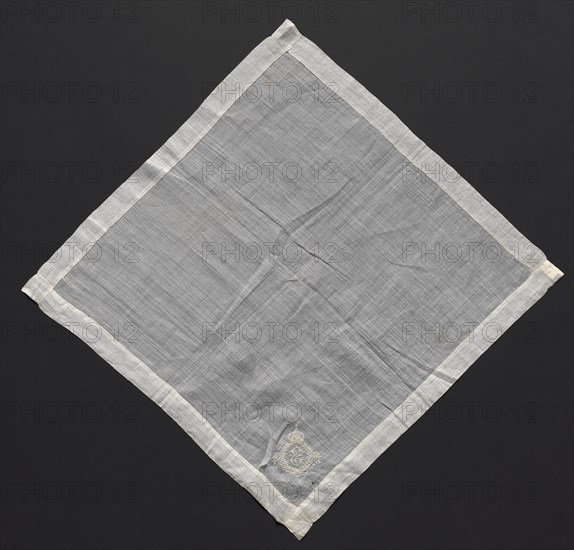 Handkerchief, 1800s. France, 19th century. Embroidery: linen; overall: 39.3 x 39.3 cm (15 1/2 x 15 1/2 in.)