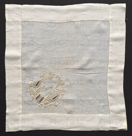 Embroidered Linen Handkerchief, 19th century. Spain, Teneriffe, 19th century. Embroidery: linen; average: 37.5 x 36.2 cm (14 3/4 x 14 1/4 in.).