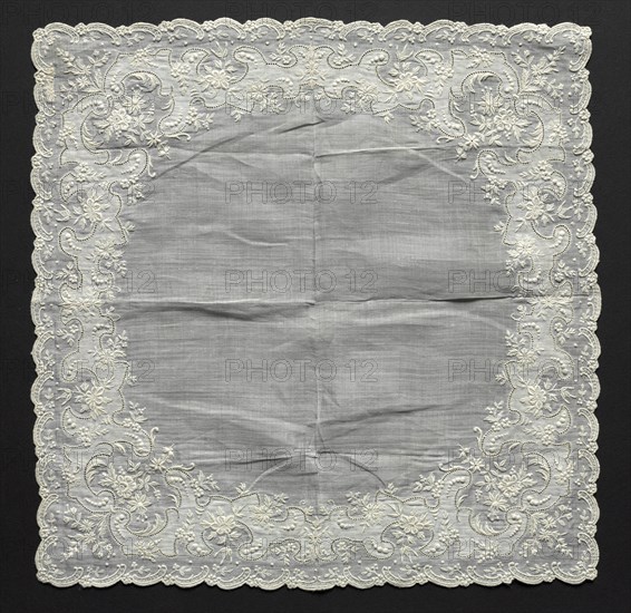 Embroidered Handkerchief, 19th century. Switzerland, 19th century. Embroidery: linen; average: 31.8 x 31.8 cm (12 1/2 x 12 1/2 in.).