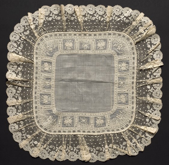 Embroidered Handkerchief, early 19th century. Switzerland, early 19th century. Embroidery: linen; average: 49.5 x 49.5 cm (19 1/2 x 19 1/2 in.).