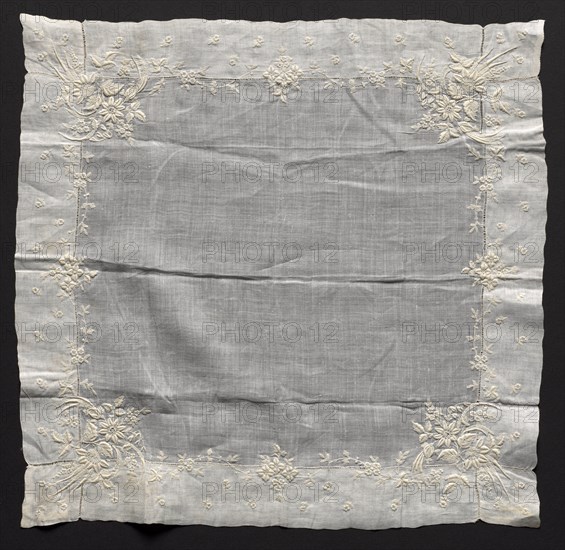 Embroidered Handkerchief, late 19th century. Switzerland, late 19th century. Embroidery: linen; average: 34.3 x 33 cm (13 1/2 x 13 in.).